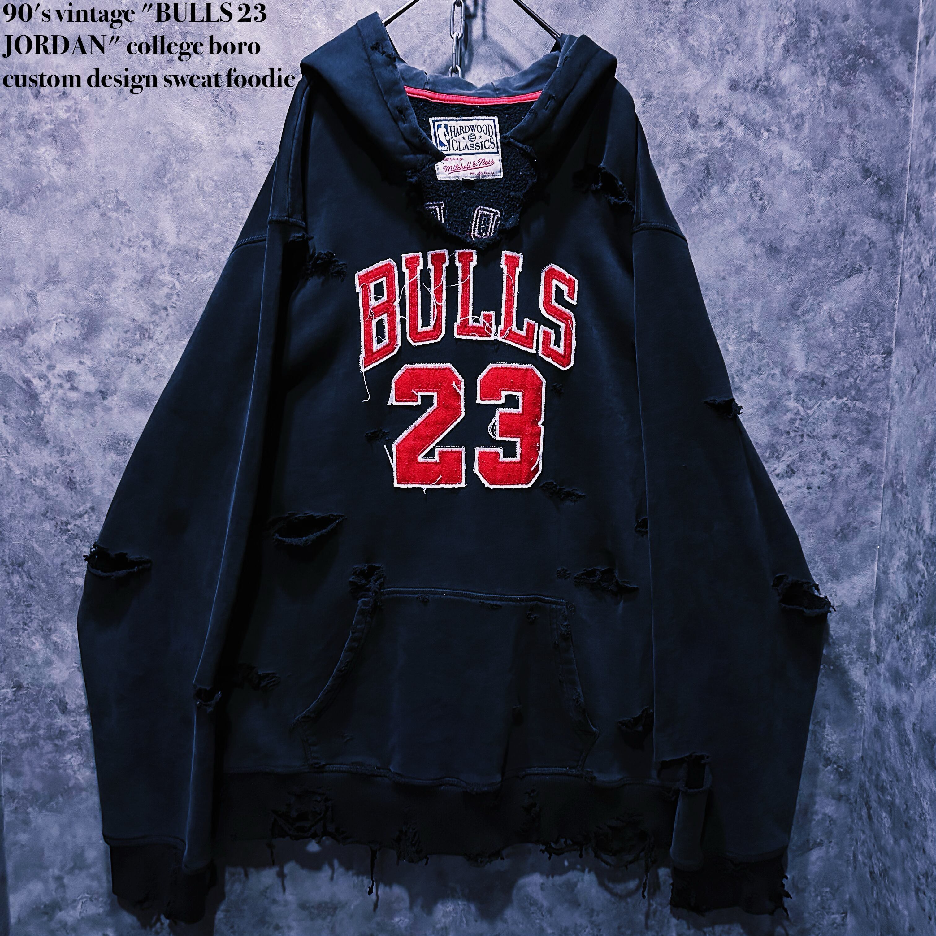 【doppio】90's vintage "BULLS 23 JORDAN" college boro custom design sweat foodie