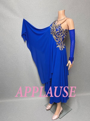 【新着】社交ダンスドレス　ラテンドレス　LA-25-3　 ロイヤルブルー（ワンショルダー）　M　デモ・競技用ドレス　発表会衣装　パーティドレス　ワンピース　舞台衣装