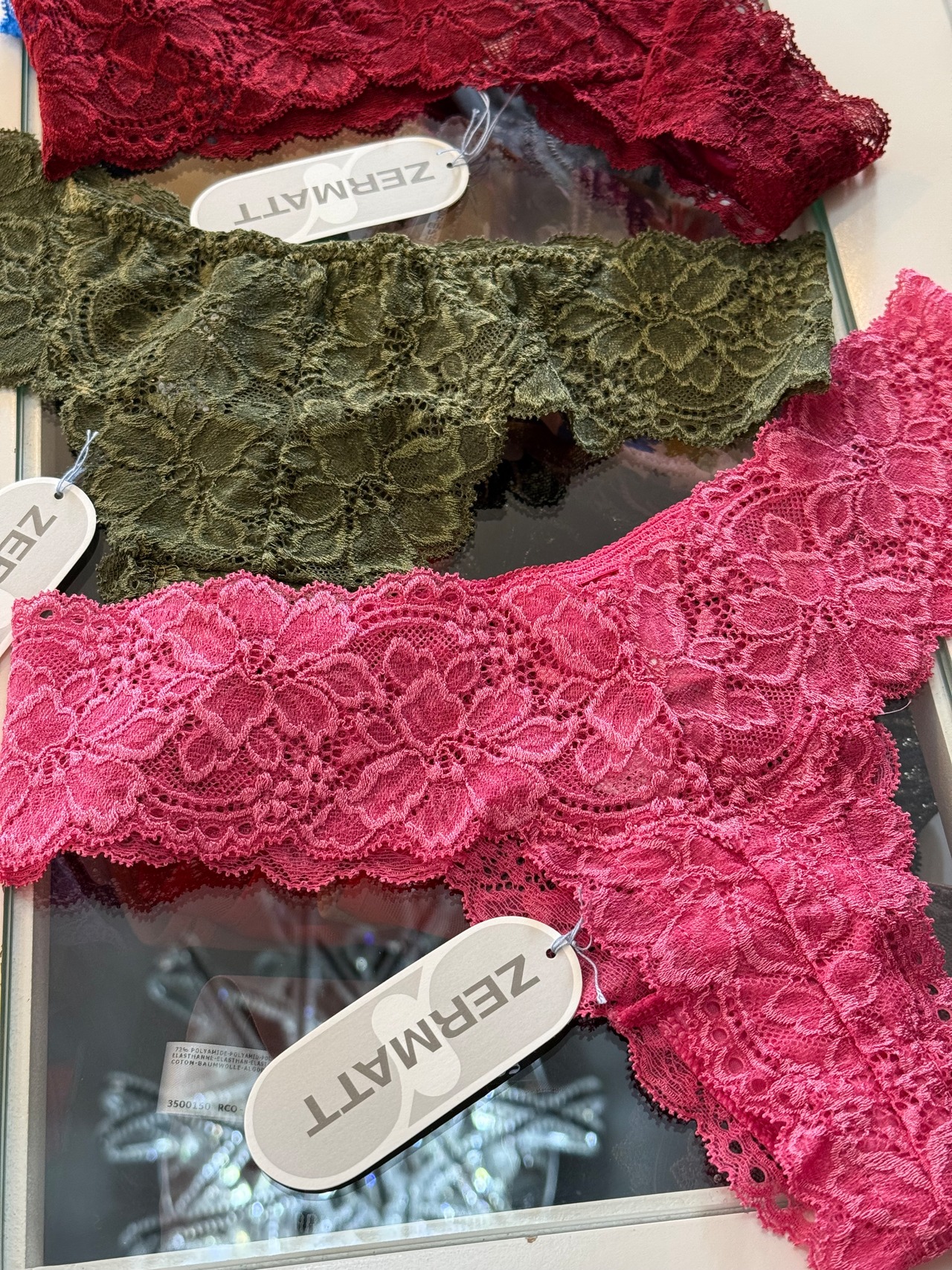 ZERMATT　オール幅広ストレッチレースタンガ　４色展開