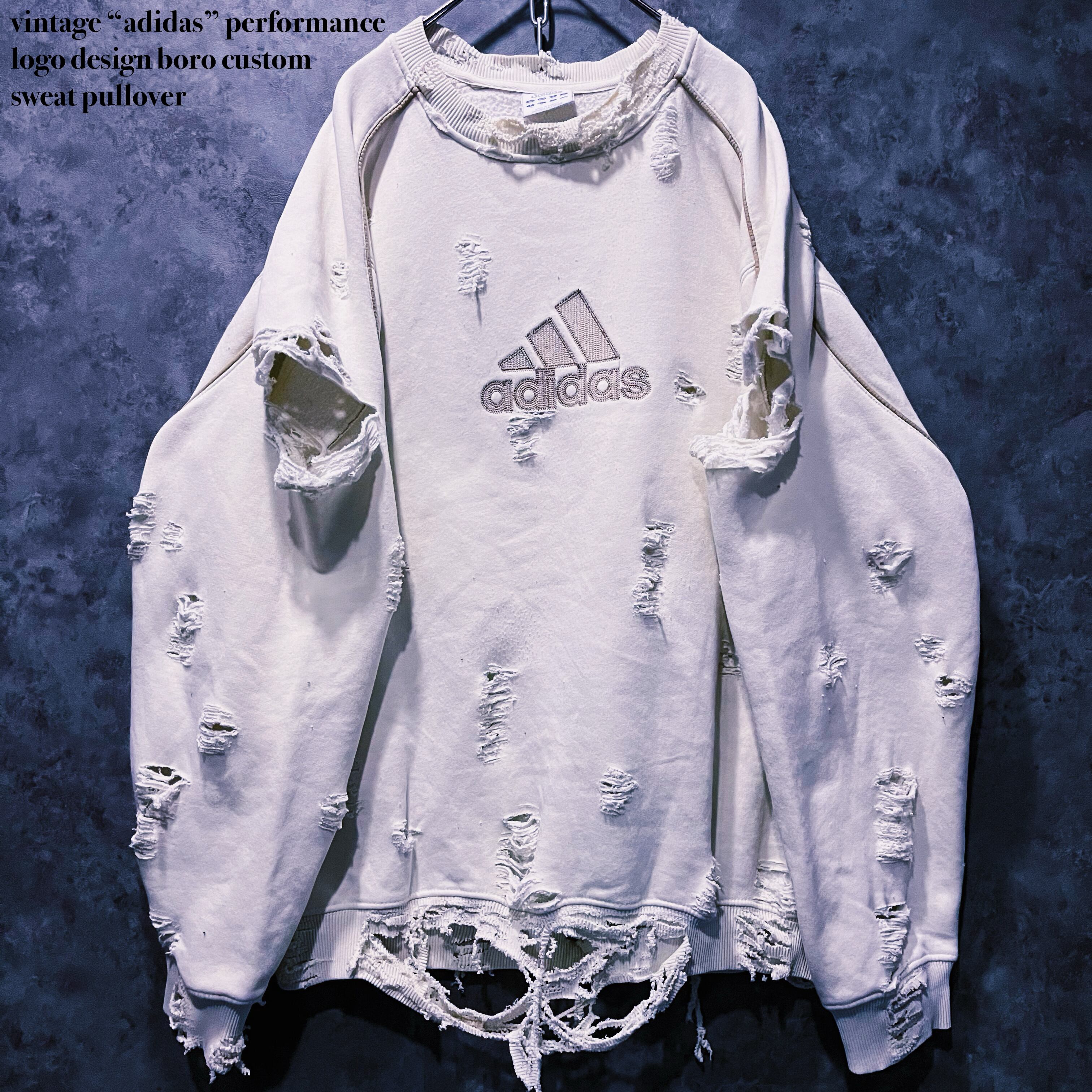 【doppio】vintage “adidas” performance logo design boro custom sweat pullover