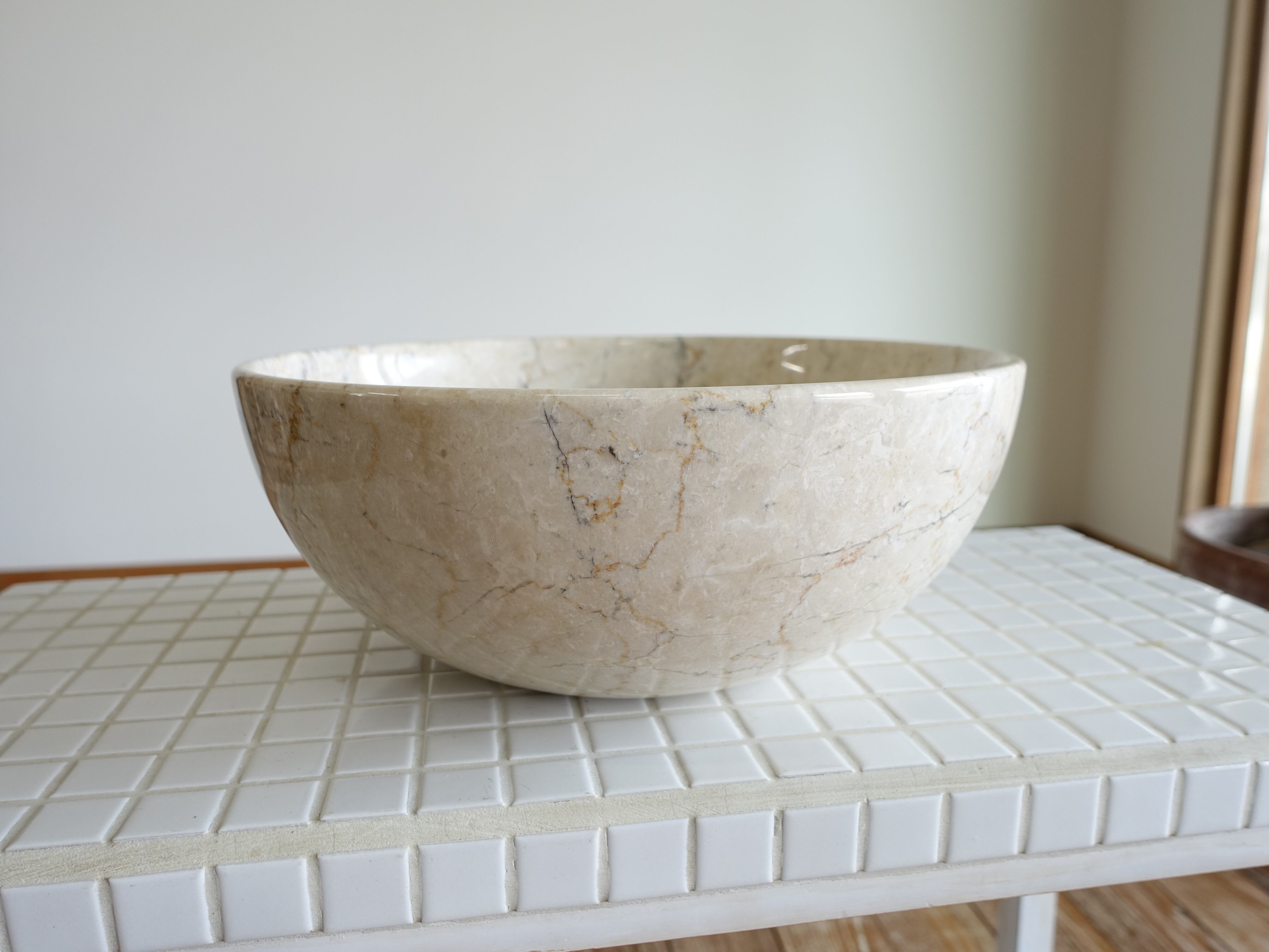 「 Mさま ご予約商品 」天然大理石 洗面ボウルmince/IV30.3cm ウォッシュボウル 手洗い鉢 手洗器 洗面器 手洗いボウル 洗面用品 マーブル Φ30 × H12cm