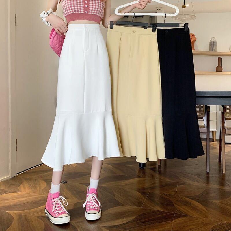 ホワイトAラインスカート サマー薄手ハイウェストウェスト 夏物 1号婦人36577241012