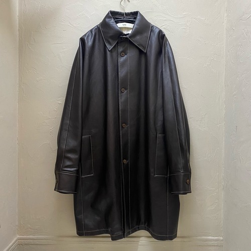 Sefr セファー 21AW TRICOLA synthetic leather coat シンセティックレザーコート ブラウン ヴィーガンレザー 合皮【代官山03】