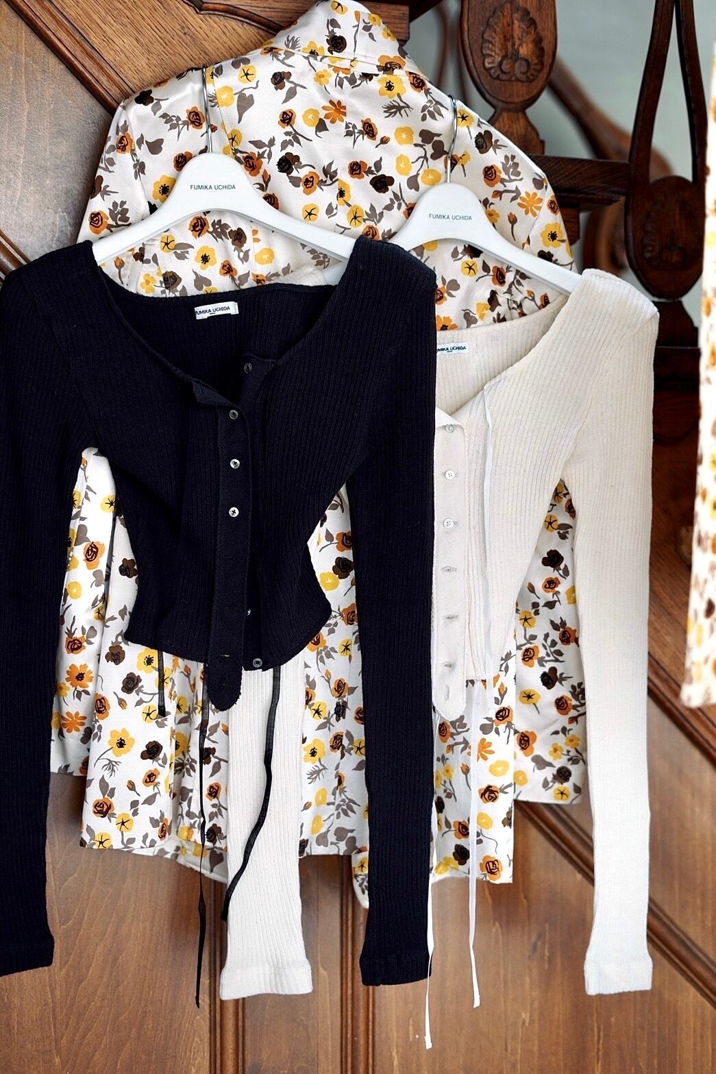 FUMIKA_UCHIDA / VINTAGE RIBBED CORSET TOP_LONG SLEEVE (OFFWHITE 