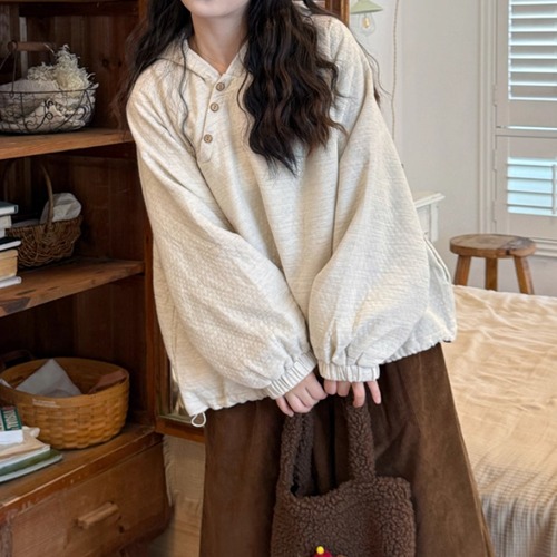 アシメボタンフーディートップス ・9361