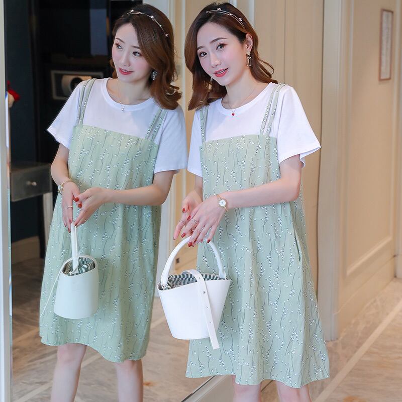 【新作】【送料無料】 マタニティドレスサマースタイル半袖パッチワークスモールフローラルマタニティドレス 夏物 花柄 AL expec313043158711