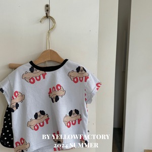 【yellow factory】ドッグドットセットアップ ブラック 80〜120cm 240803