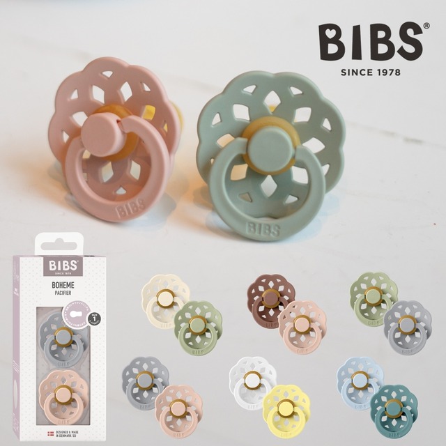 Bibs ビブス | おしゃぶり 2個セット BOHEMI ボヘミ フラワー お花デザイン 北欧 天然ゴム