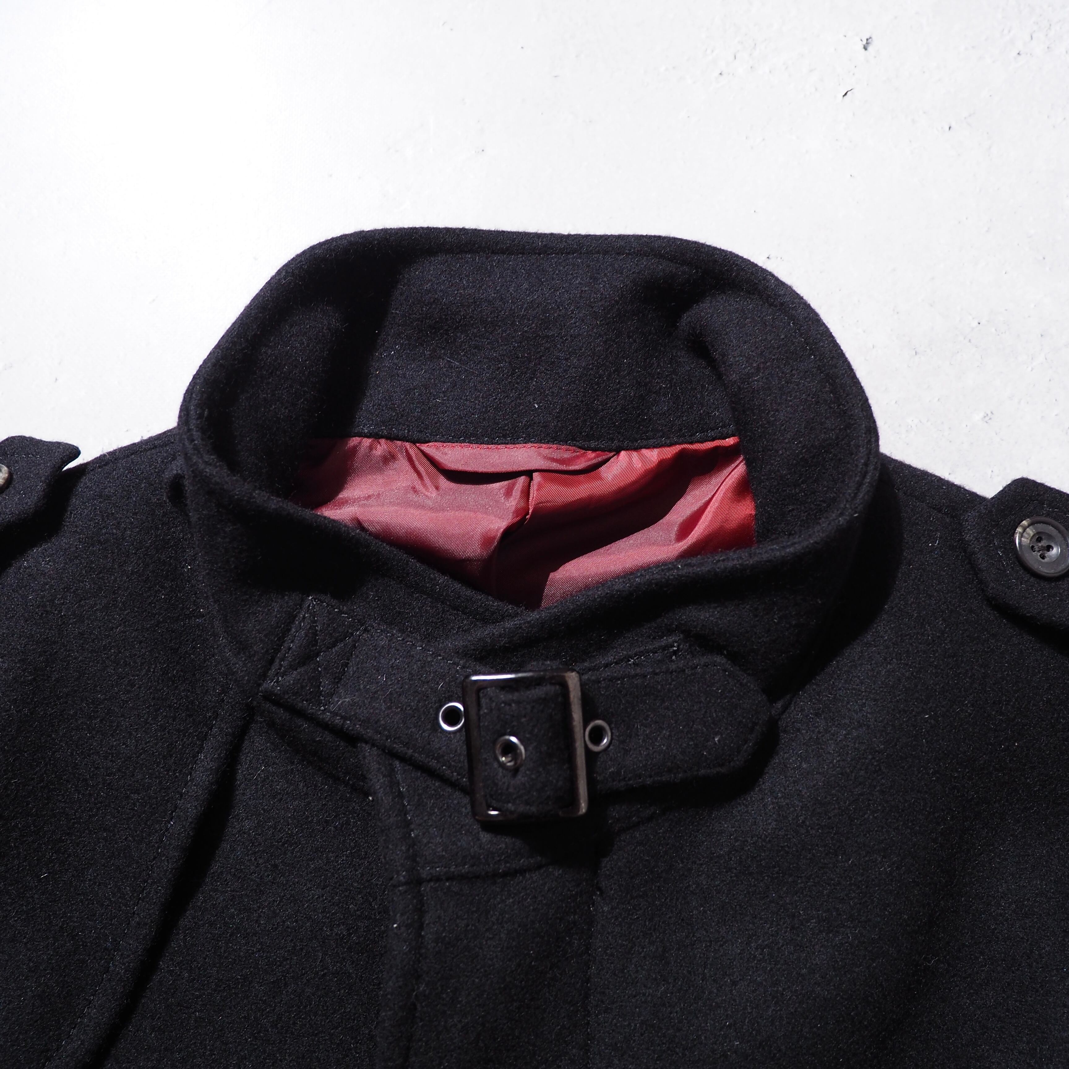 2000s ” PERSON'S ” deformation silhouette design Black wool coat