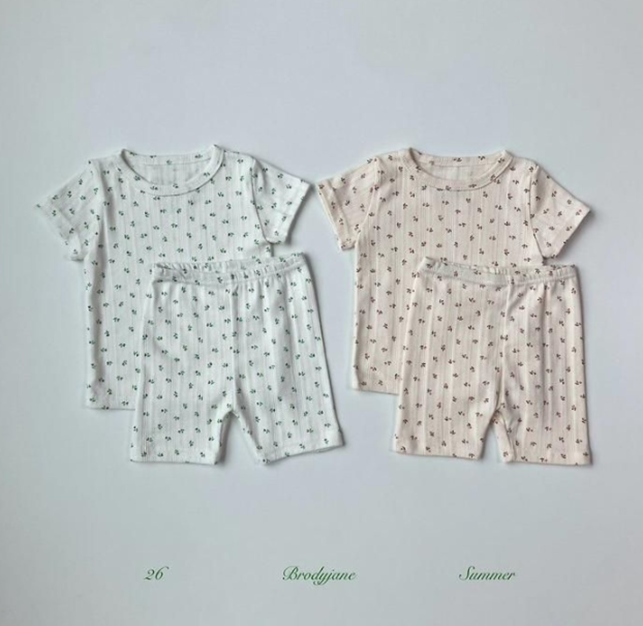 【取寄/韓国直送】Brodyjane 26/SM ジャガードフラワースタイ上下セット｜韓国子供服
