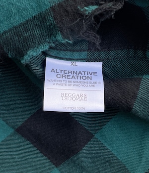 Remake bleach check flannel shirt -Ska/VANDALISM-