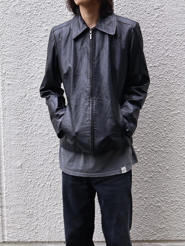 minimal zip up leather jacket