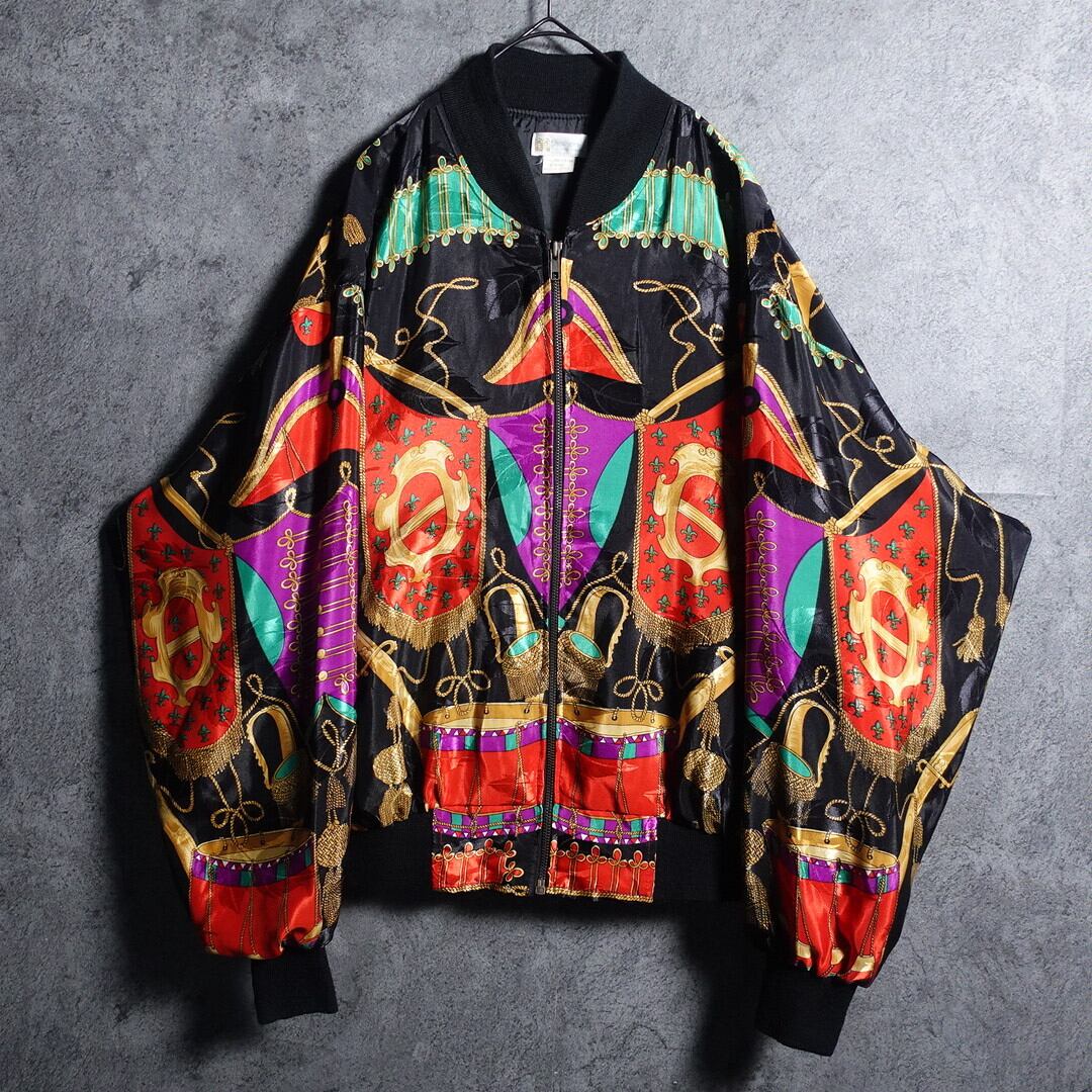 Black Scarf & Shadow Botanical Nylon Blouson