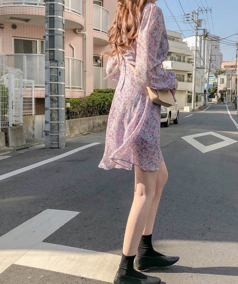 超人気セール ワンピース 花柄 お出44 デート フレア ガーリー パープル ミニ丈 シフォン 超人気セール ワンピース 花柄 お出44 デート フレア ガーリー パープル ミニ丈 シフォン