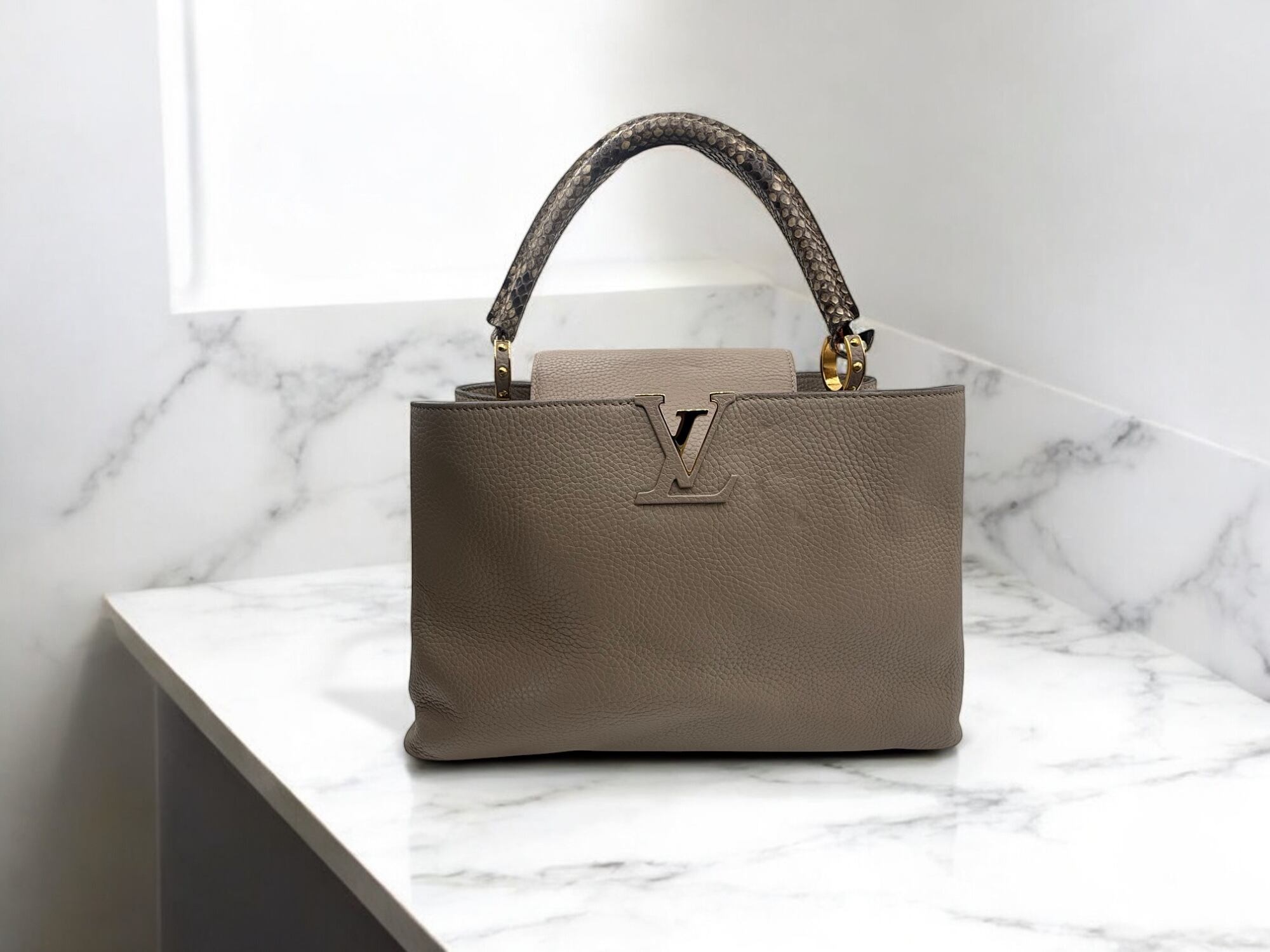 LOUIS VUITTON ルイヴィトン パイソン カプシーヌ MM ハンドバッグ