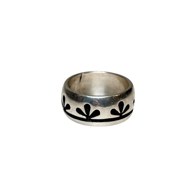 Hopi ANDERSON KOINVA overlay silver band ring “Healing Plant”