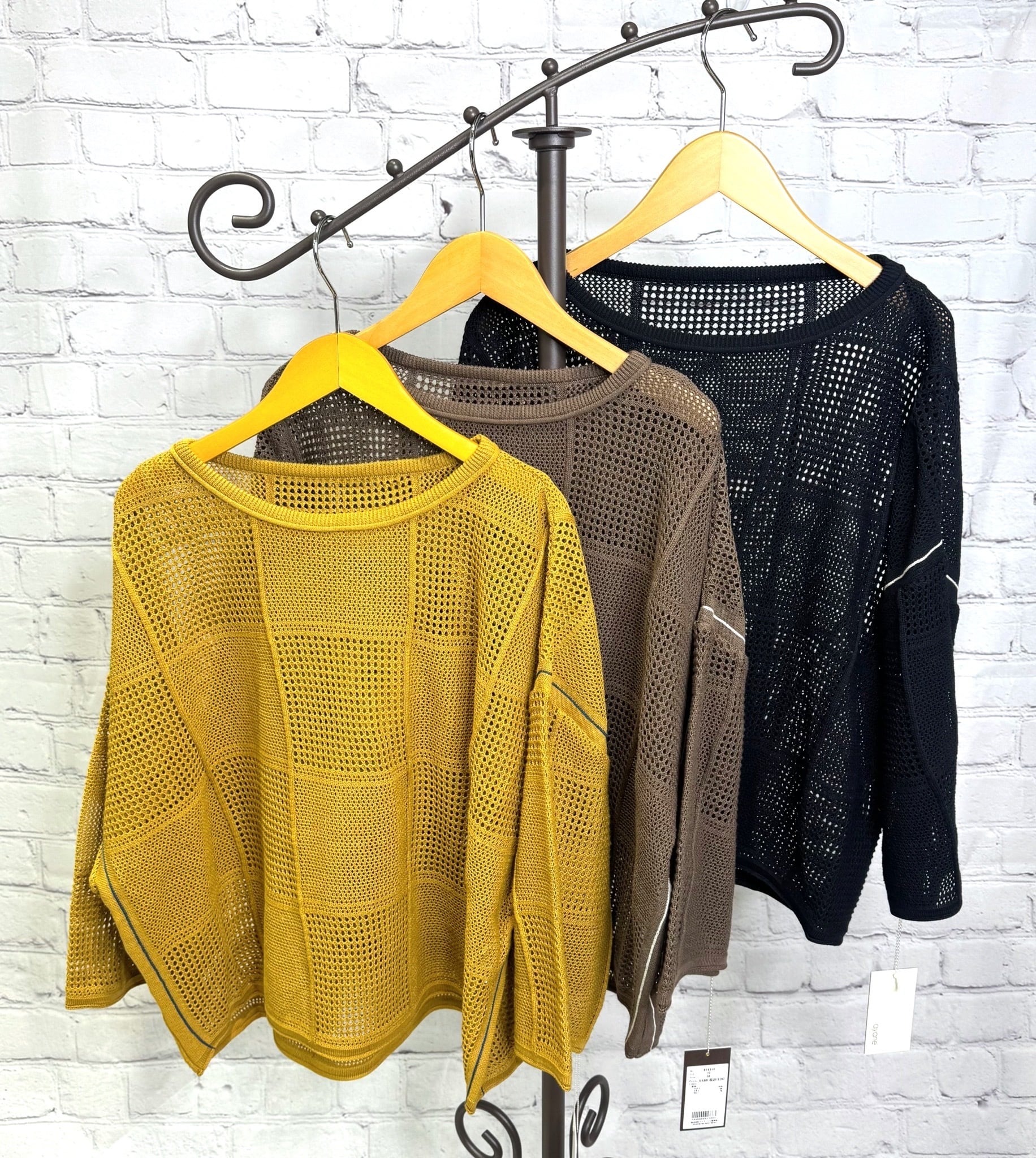 ayane アヤン 格子柄メッシュ編ニット 816318