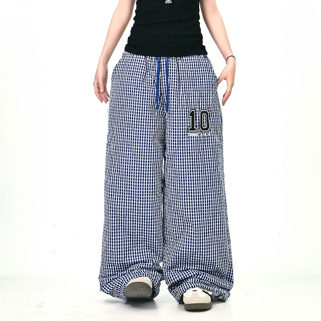 ギンガムナンバリングユースカジュアルパンツ 2col R01264