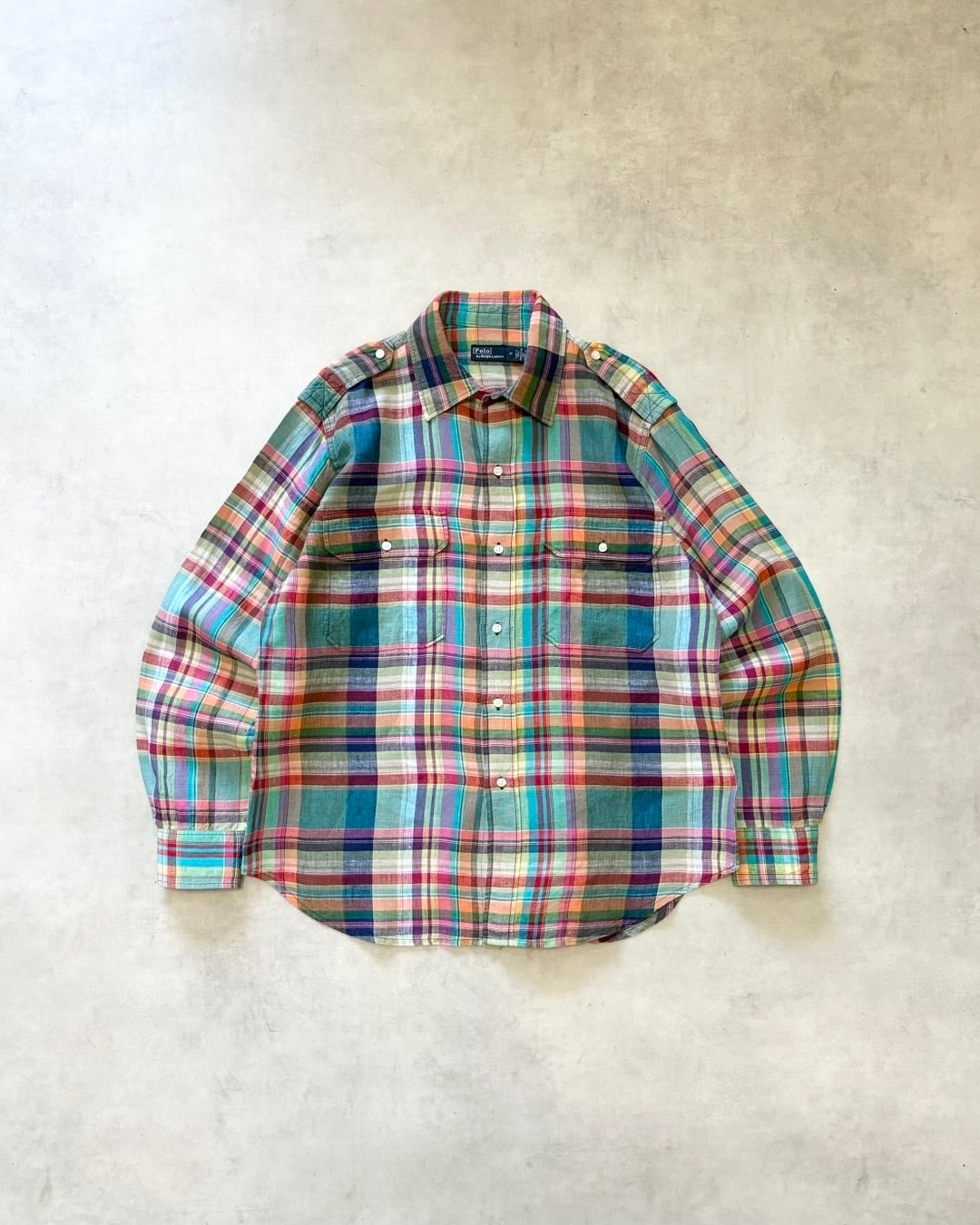 【Used】“Polo Ralph Lauren” Linen Plaid Safari Shirt