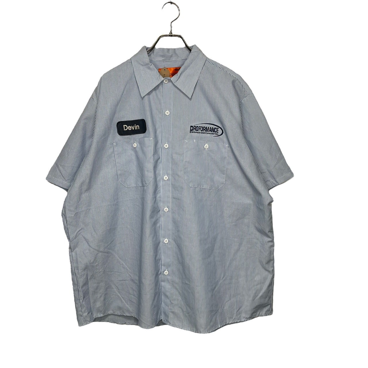 STONE  コンパスロゴ刺繍 半袖ワークシャツ チャコールグレー Corner Stone 半袖ワークシャツ 2XL | 古着屋OLDGREEN
