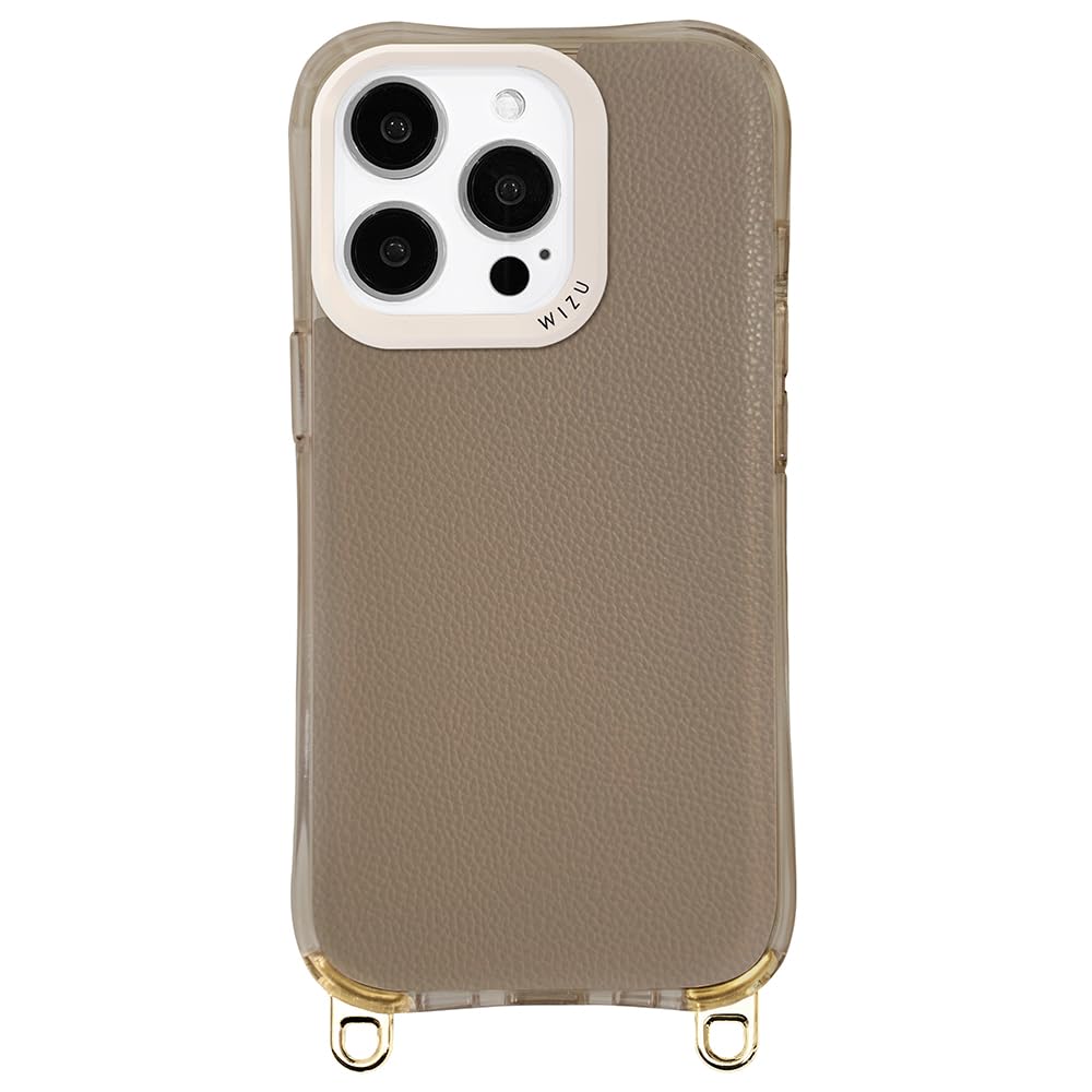 wizu (ウィズユー) iPhone15Pro ケース Magsafe 対応 レザー iPhoneケース ストラップ ショルダー スマホショルダー レザーケース スマホストラップ アイフォン15プロ マグセーフ スマホケース グレージュ