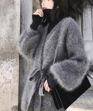 ゆったりサイズ◆シャギーニットカーディガン【a-50274】