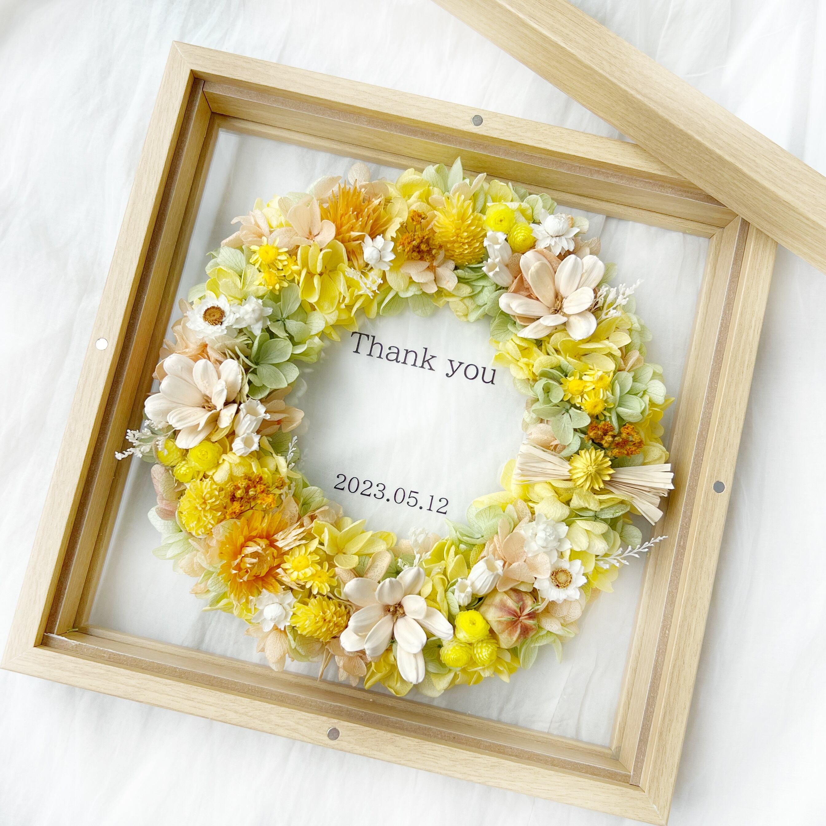 写真も飾れる＊全30種類 木製ガラスフレームリース 730プチフラワー