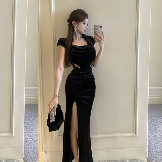 新品☆3色展開☆キャバドレス✧シンプル＆エレガントロング丈 高級キャバドレス通販サイト Angel R エンジェルアール キャバ