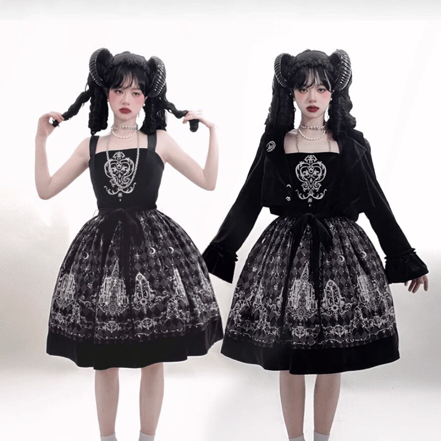 サブカル 服 地雷系 通販 ジャンパースカート 刺繍 魔女 闇かわいい バンギャ