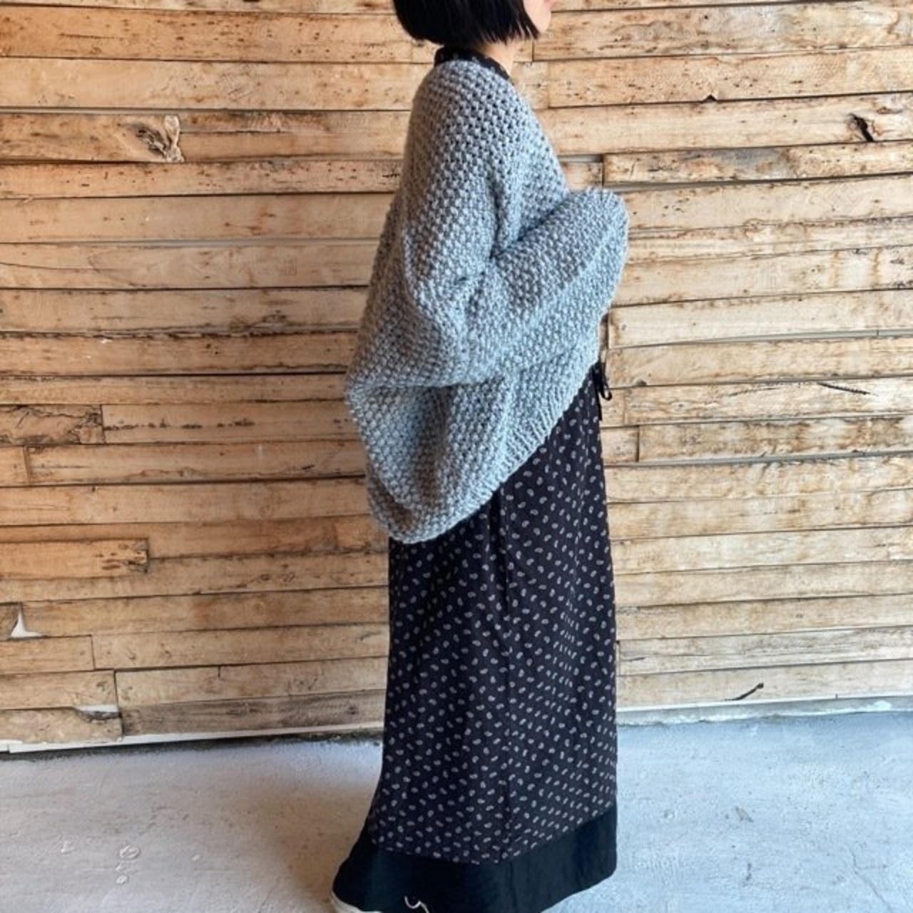 Hand Made Knit スローチルーズニットカーディガン グレー