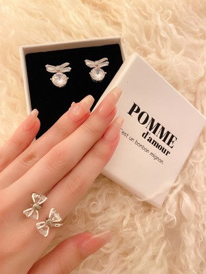 【再入荷】ribbon bijou pierce/earring