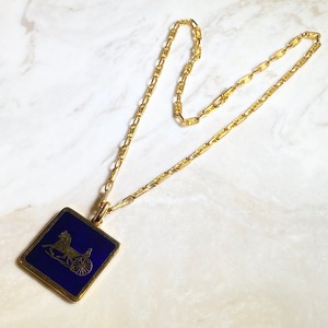 vintage CELINE gold color metal macadam chain necklace with large 