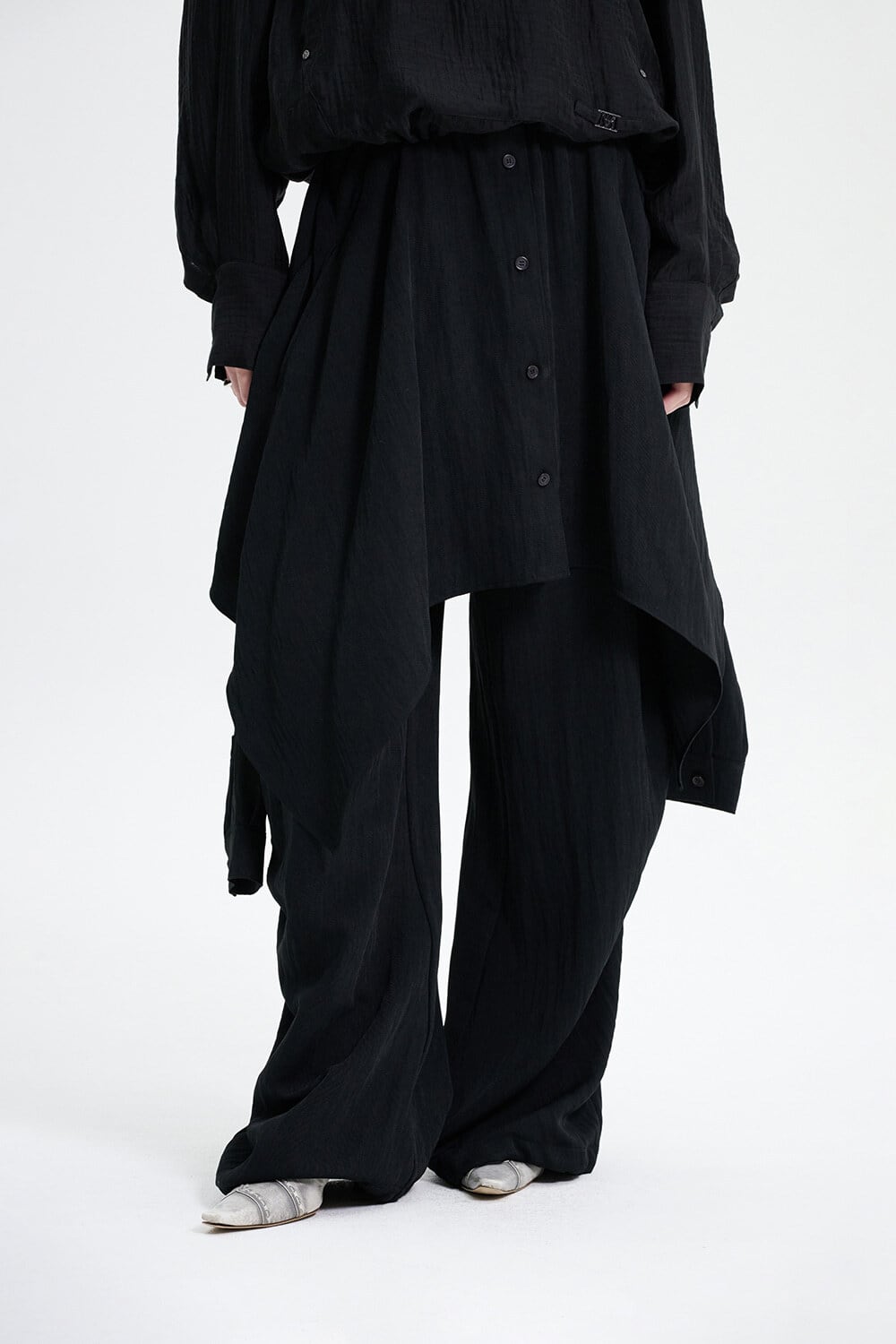 韓国商品/TREEMINGBIRD Belted Layered Wrap Pants Layered
