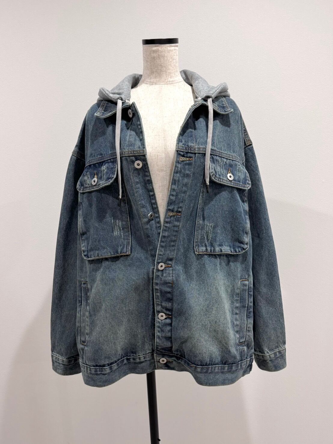BEAMS DESIGN フード付きジャケット M フード付きポケットdesignダメージウォッシュdenim オーバーJK
