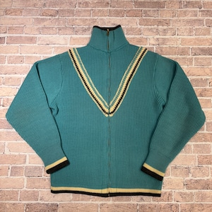 1950'S ZIP WOOL SWEATER SAX