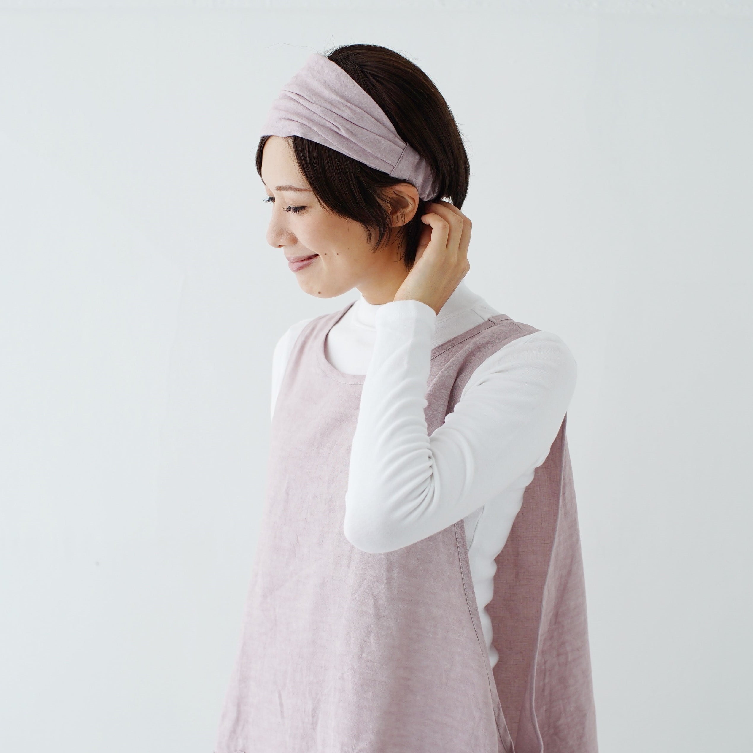 ワークヘアバンド　work hairband / リネン　linen / grayish pink