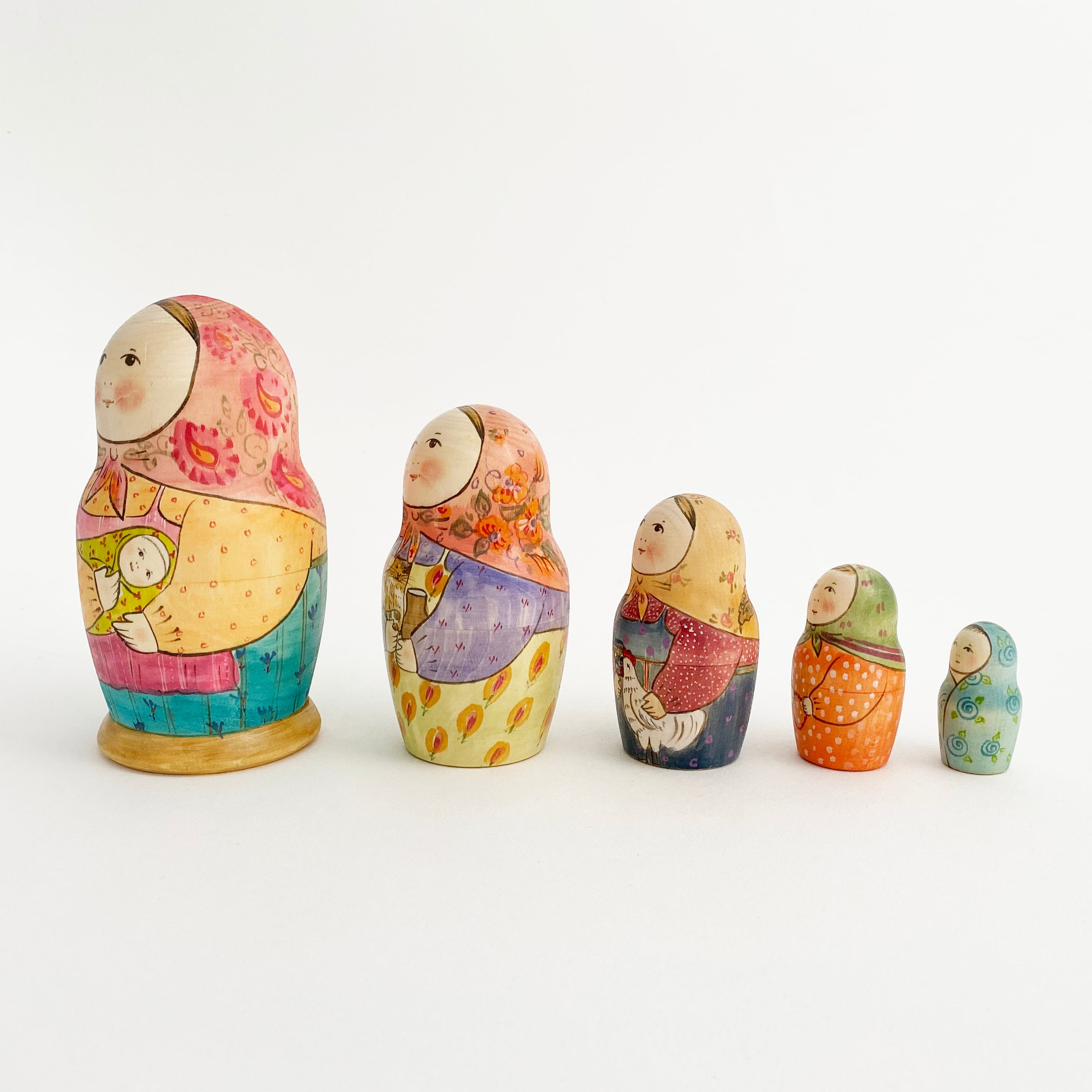 アーティスト・マトリョーシカ(エレナ・ドミトリエワ作/子守/5個組)