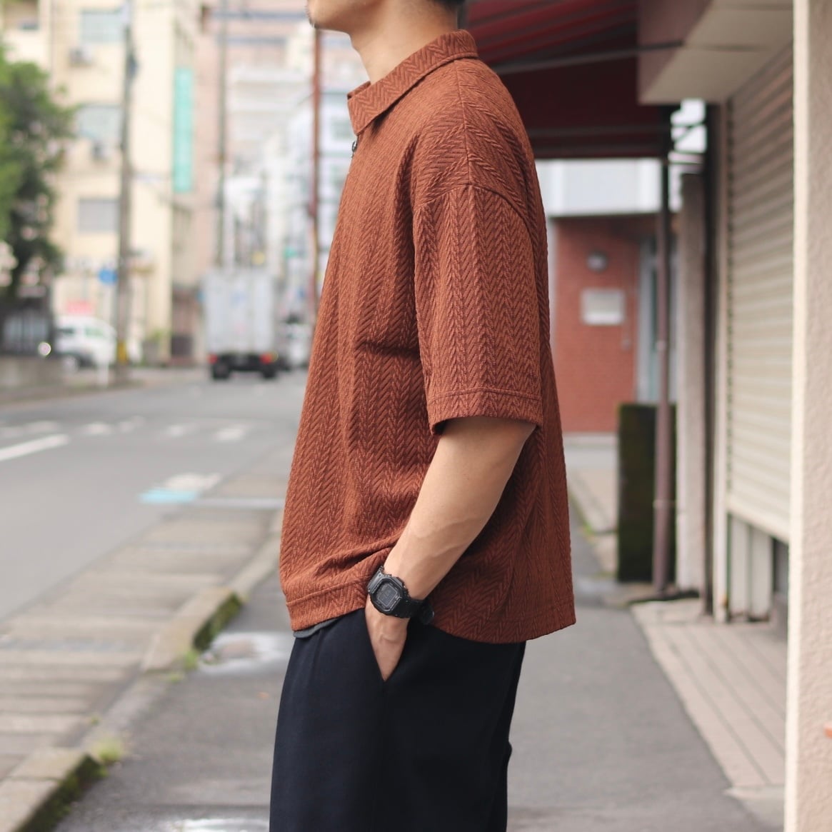 mesh half zip polo shirt ハーフジップ ポロシャツ | BRIDGE kagoshima