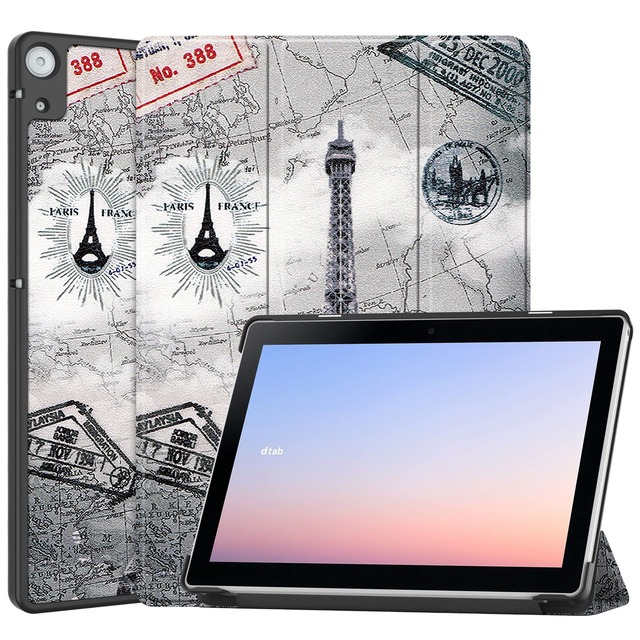 Dtab D-51C ケース NTT Docomo dtab d-51C カバー【COKOVI】Docomo dtab D-51C タブレット 10.1インチケース スタンド機能 三つ折り 耐衝撃 軽量型 超薄型 全面保護 手帳型 手触り良い 高級PUレザー スマート保護ケース マグネッ マグネット内蔵 横開き オートスリープ機能(タワー)
