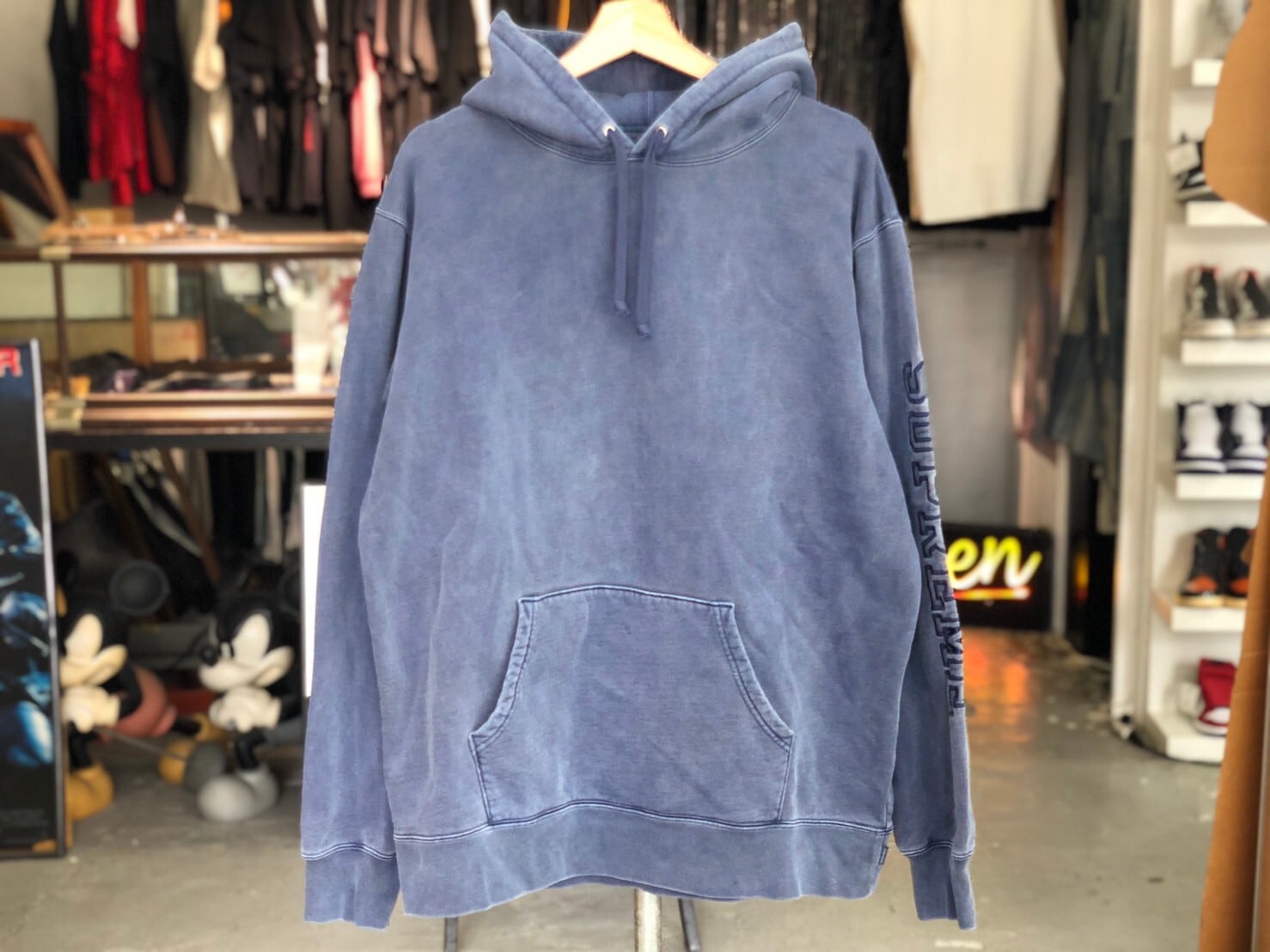 Supreme 19SS Overdyed Hooded Sweatshirt LARGE NAVY 70JI8736 
