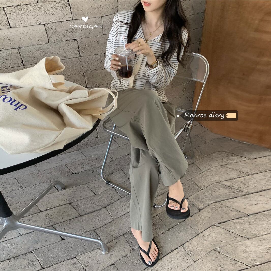 オータムニットカーディガンパンツ ロング 秋物 モンロー33076455167