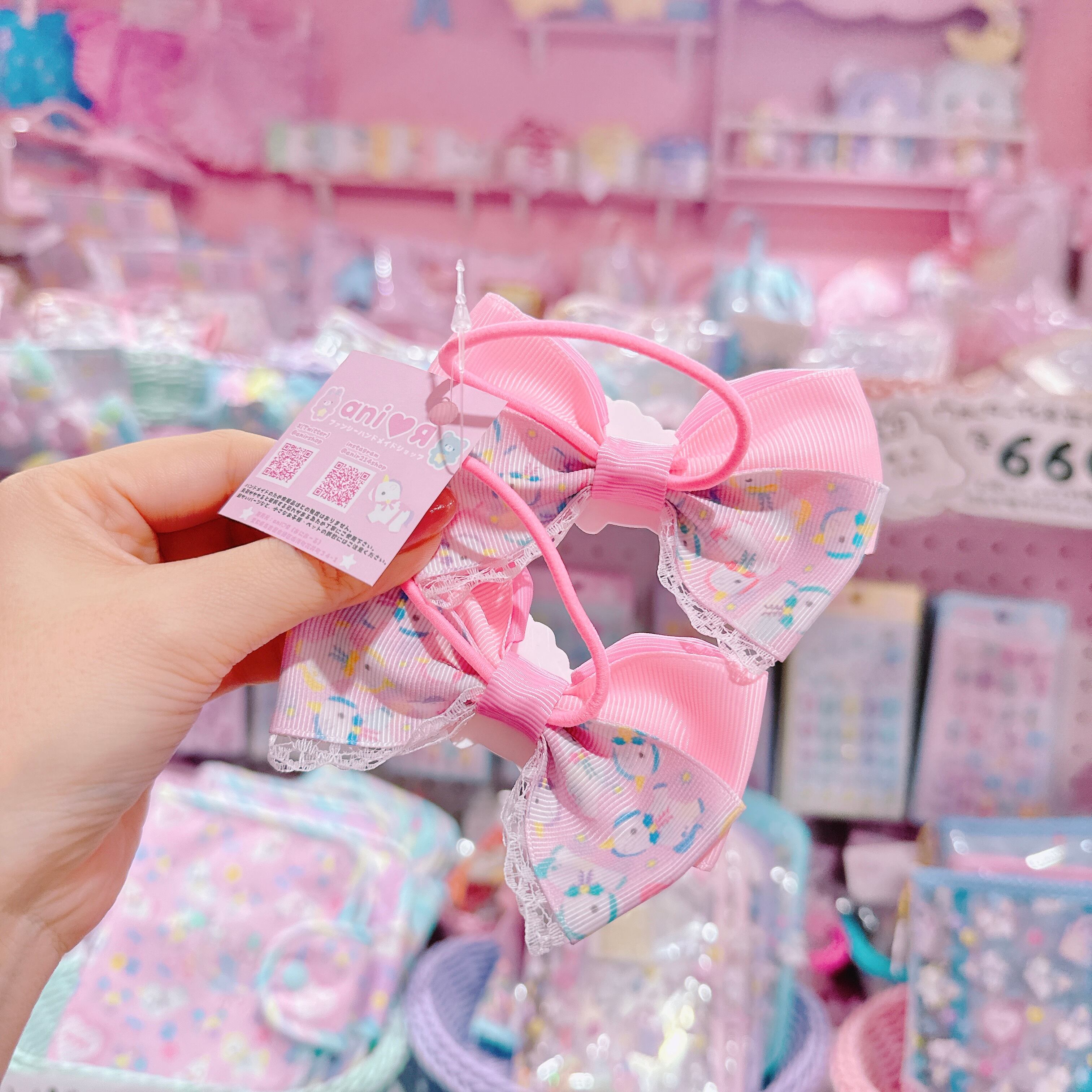 【R7】46-5リボンリボンツインヘアゴム