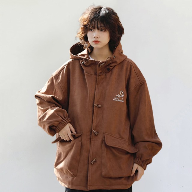 AFISHSTAYフード付きスエードジャケット