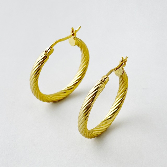 Gold Coating スパイラル フープ ピアス  S サイズ