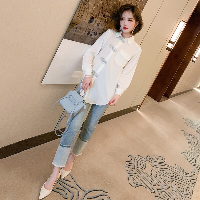 スタンダードスタイルシャツ ジーンズ スプリング レトロ 春物 MIUCO27046852609