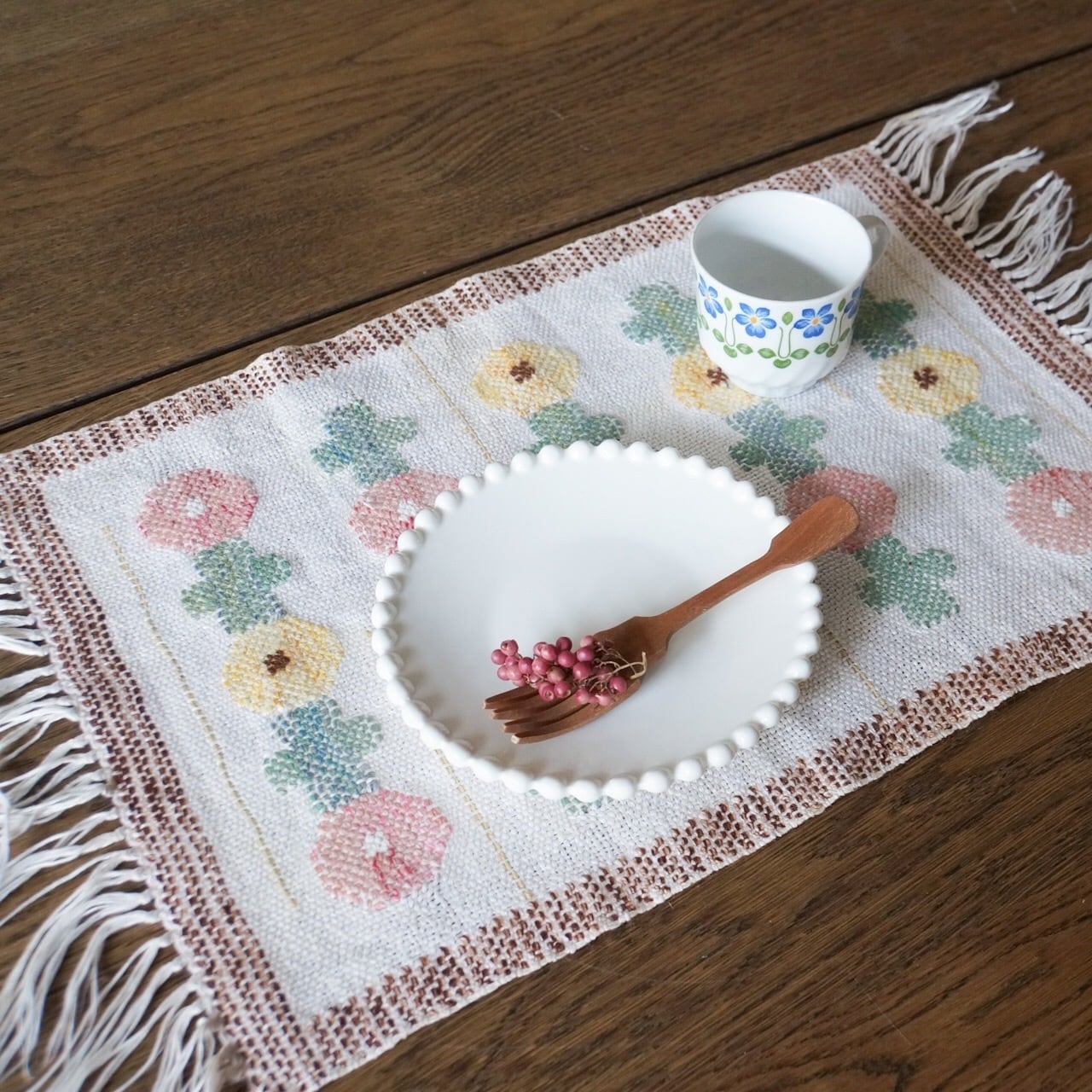 スウェーデン 手織りのお花クロス | Anneli folkcraft