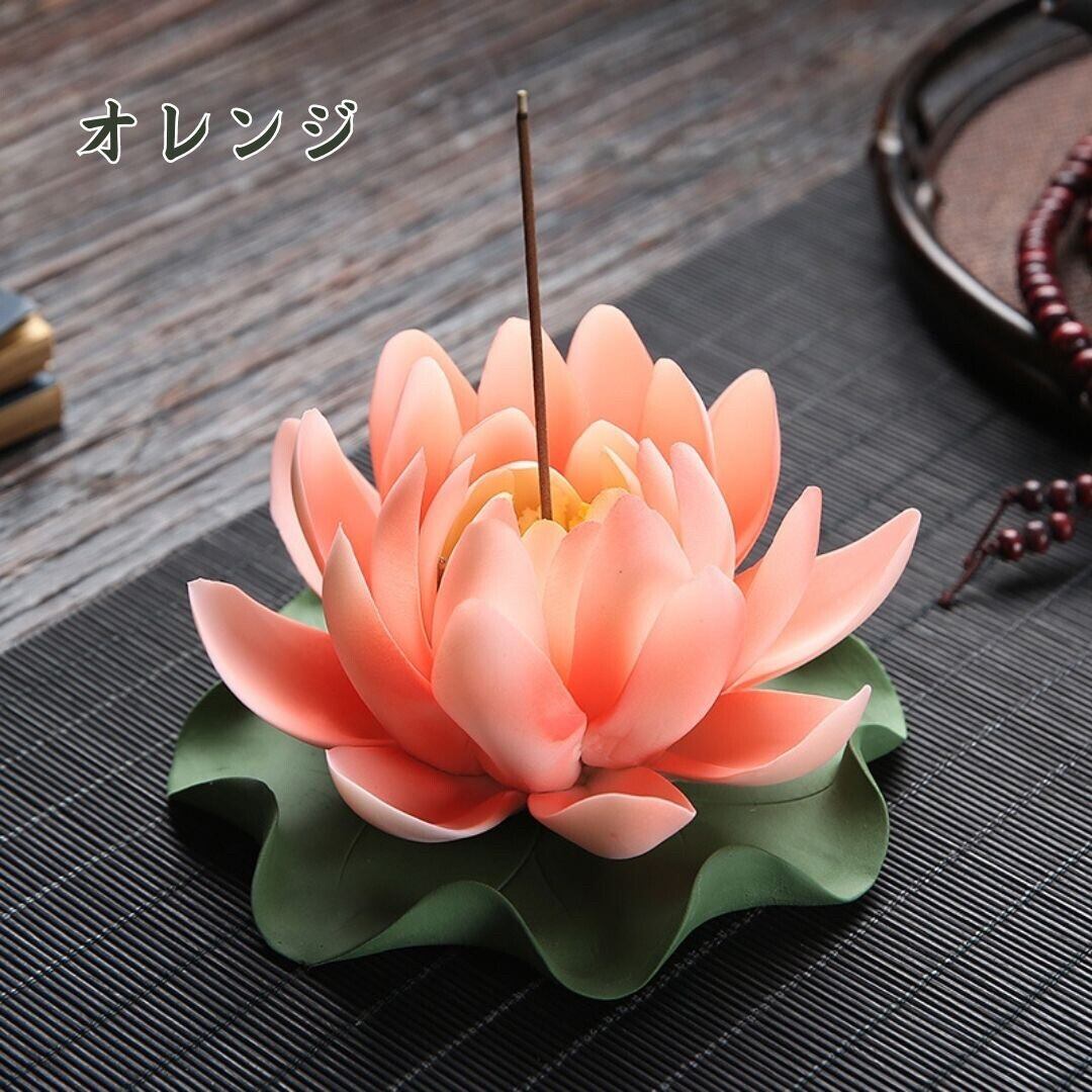 お香立て 蓮の花葉っぱ付き 選べる6色 | しろとら風水堂