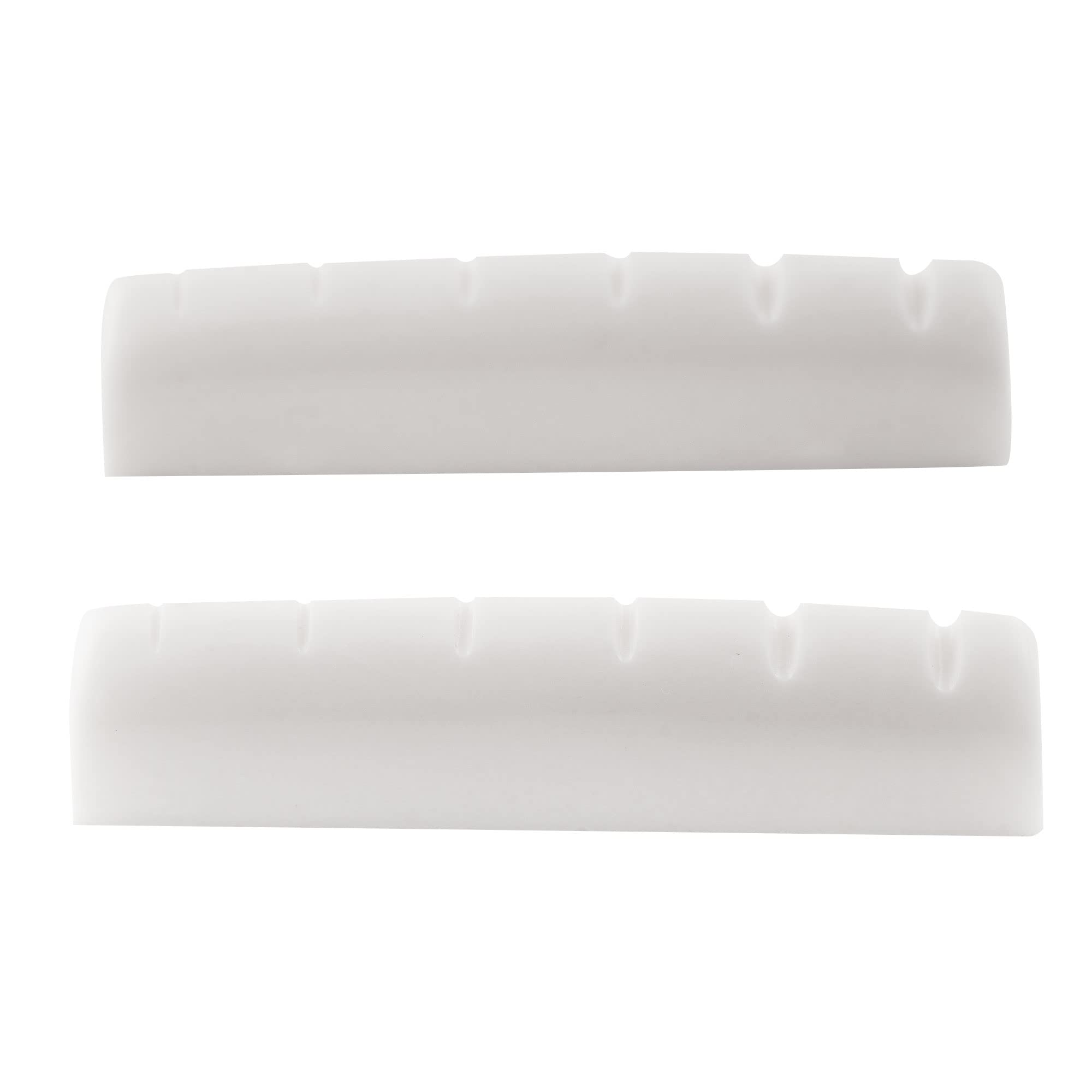 【在庫処分】Musiclily Pro尿素樹脂プラスチック製 43mm 弦溝加工済みナットギブソンタイプ 6弦レスポール/アコースティックギター用 フラットボトム、白(2個セット)