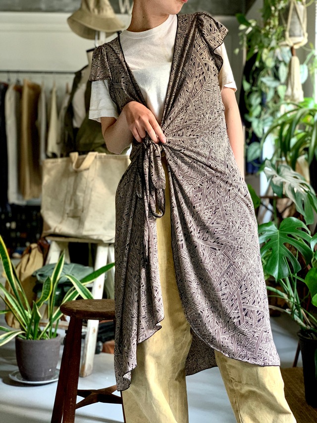 “s/s flare sleeve gown” “bamboo pattern” “MAX STUDIO”