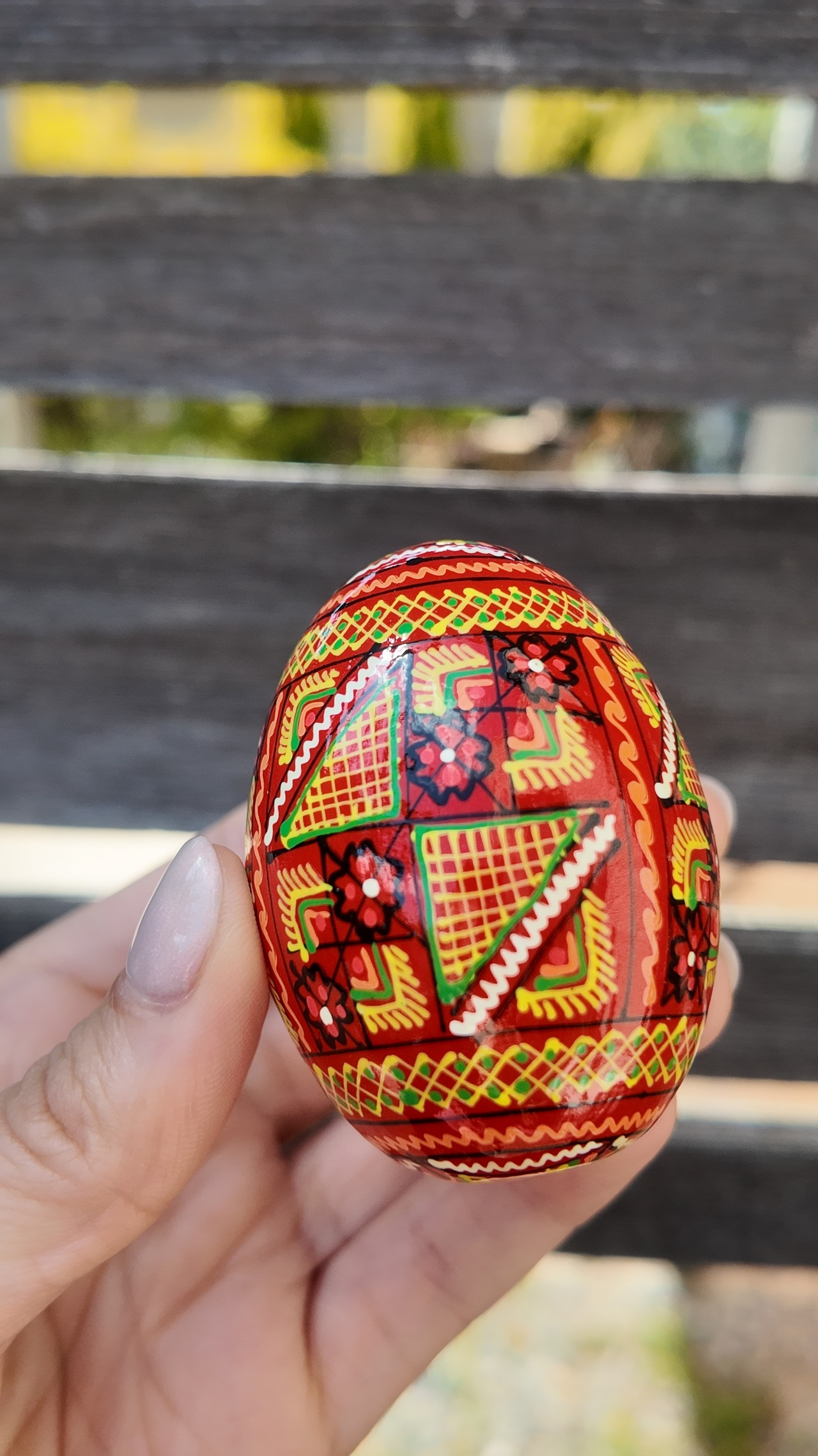 装飾用木製プィサンカ（イースターエッグ）with stand　コロミヤモデル - 4